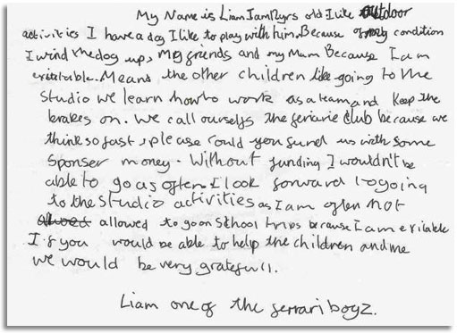 A letter from Liam